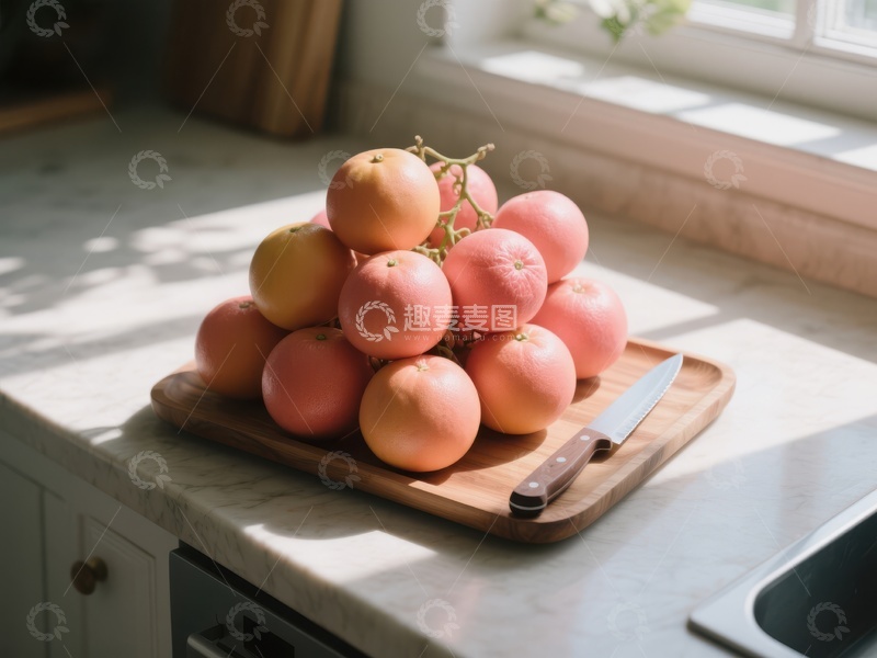 高清大图下载【趣麦麦图】厨房台面上的橙子堆