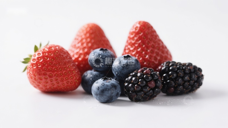 高清大图下载【趣麦麦图】新鲜草莓蓝莓黑莓特写