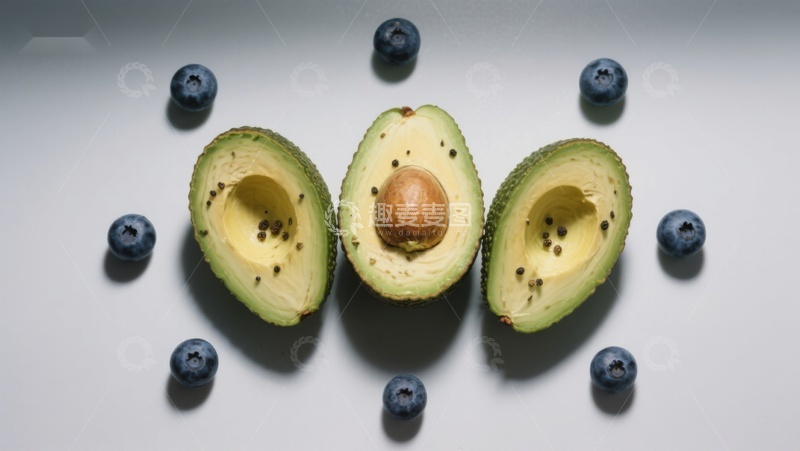 高清大图下载【趣麦麦图】切开的牛油果与蓝莓