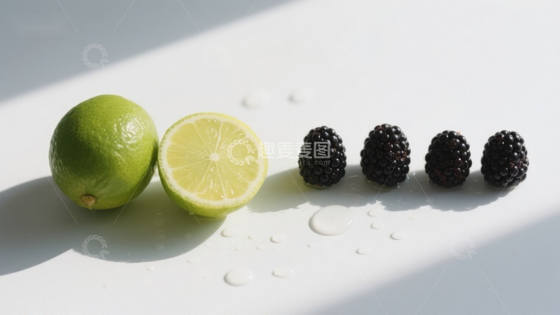 高清大图下载【趣麦麦图】青柠与黑莓的清新排列