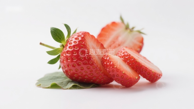 高清大图下载【趣麦麦图】新鲜草莓切片展示