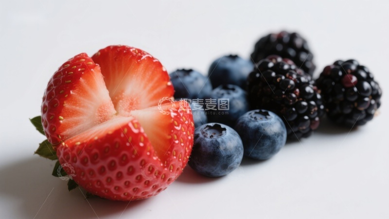 高清大图下载【趣麦麦图】新鲜草莓蓝莓黑莓特写