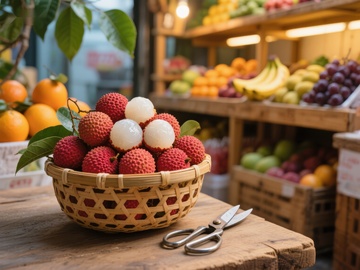 新鲜荔枝与水果市场