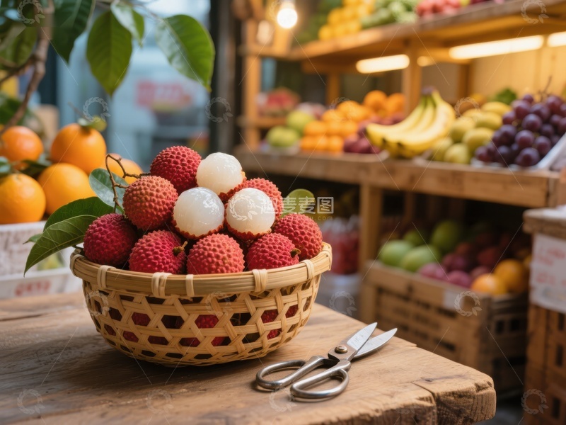新鲜荔枝与水果市场