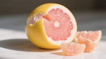 新鲜切开的葡萄柚