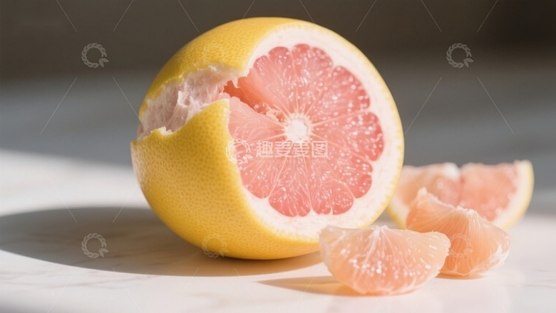 新鲜切开的葡萄柚