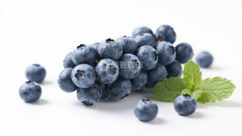 高清大图下载【趣麦麦图】新鲜蓝莓与薄荷叶