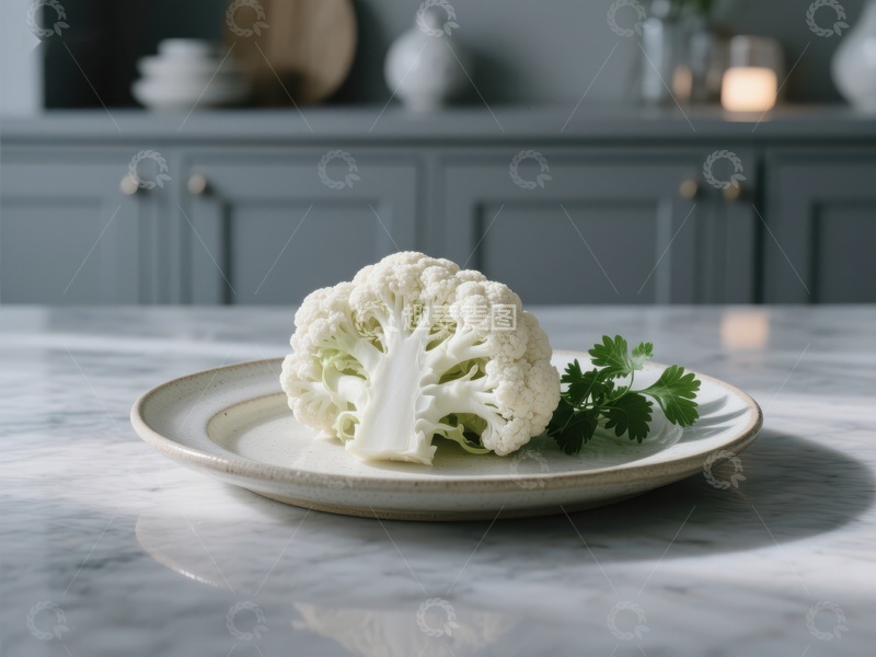 高清大图下载【趣麦麦图】盘中新鲜花椰菜