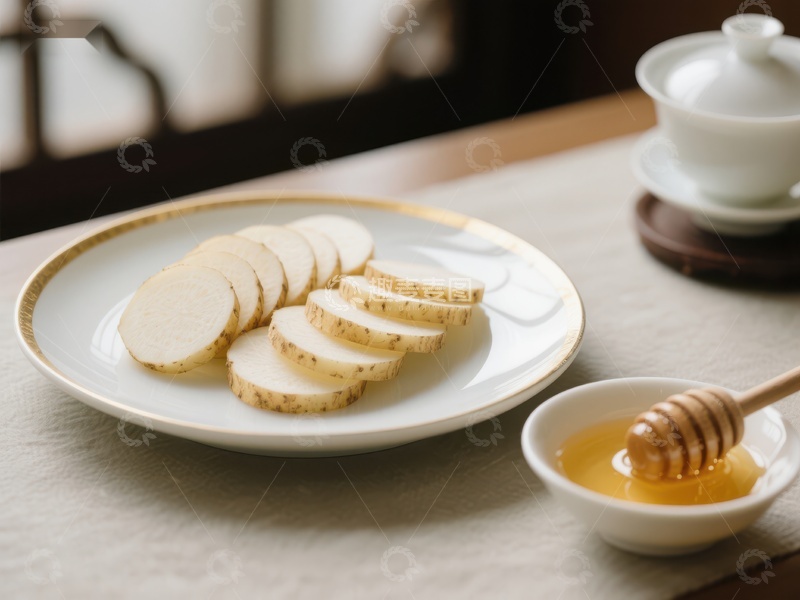 高清大图下载【趣麦麦图】切片山药与蜂蜜，健康美食搭配