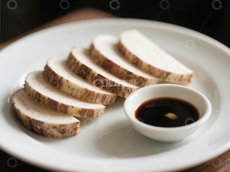高清大图下载【趣麦麦图】切片芋头配酱油小碟
