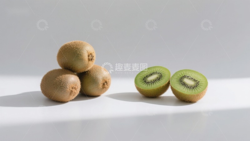 高清大图下载【趣麦麦图】新鲜猕猴桃与切片展示