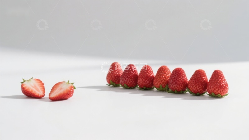 高清大图下载【趣麦麦图】草莓排列，两颗分离