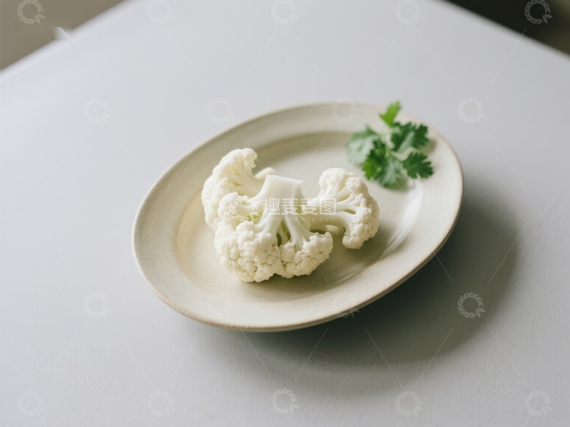 高清大图下载【趣麦麦图】-盘中的花椰菜与香草