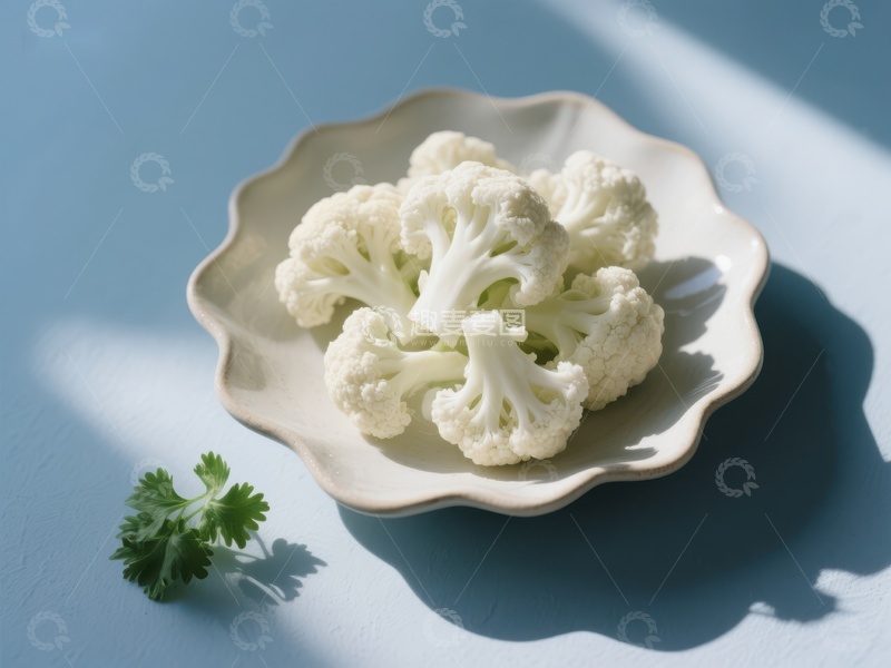 高清大图下载【趣麦麦图】盘中新鲜花椰菜