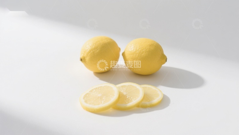 高清大图下载【趣麦麦图】新鲜柠檬与切片的静物摄影