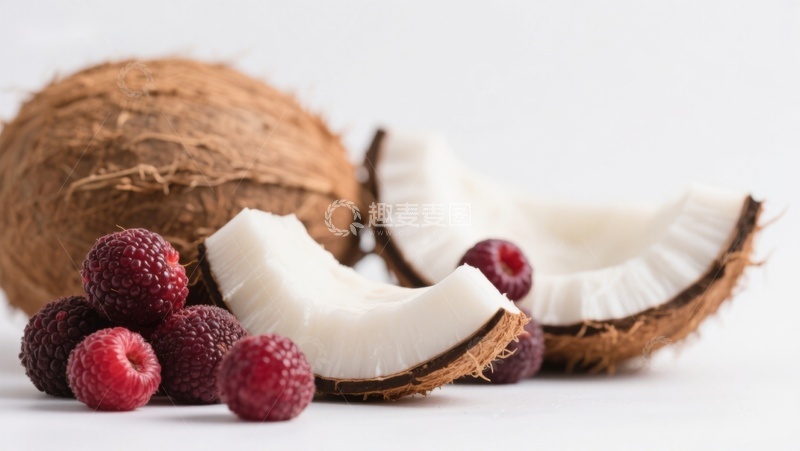 高清大图下载【趣麦麦图】椰子与覆盆子的清新组合