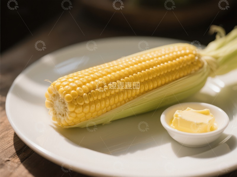 高清大图下载【趣麦麦图】新鲜玉米配黄油，简约美食