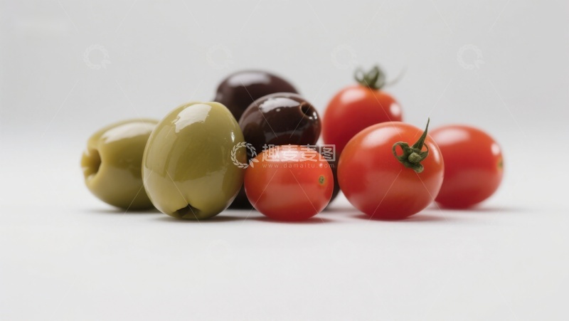 高清大图下载【趣麦麦图】橄榄与樱桃番茄的静物组合