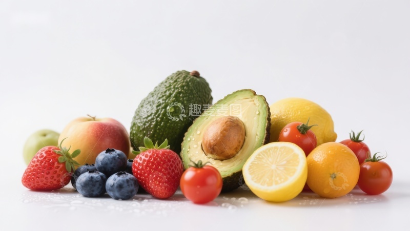 高清大图下载【趣麦麦图】新鲜水果与蔬菜的健康组合