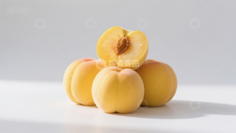高清大图下载【趣麦麦图】新鲜黄桃堆叠展示