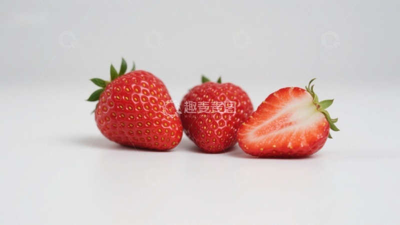 高清大图下载【趣麦麦图】新鲜草莓与切片展示