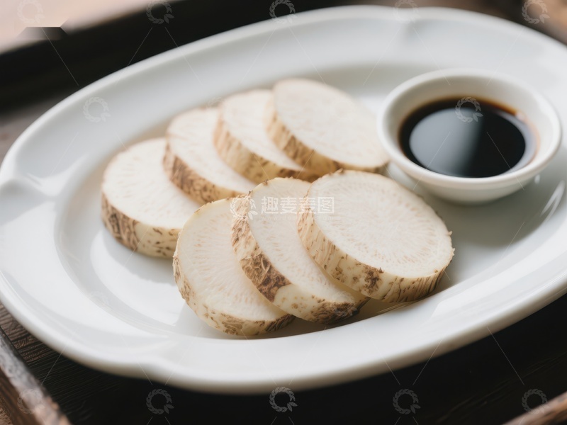 高清大图下载【趣麦麦图】切片山药配酱油碟