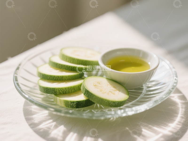 高清大图下载【趣麦麦图】切片黄瓜与橄榄油的清新组合