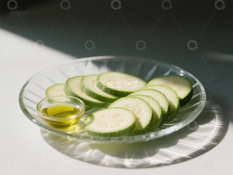 高清大图下载【趣麦麦图】切片黄瓜与橄榄油的清新组合