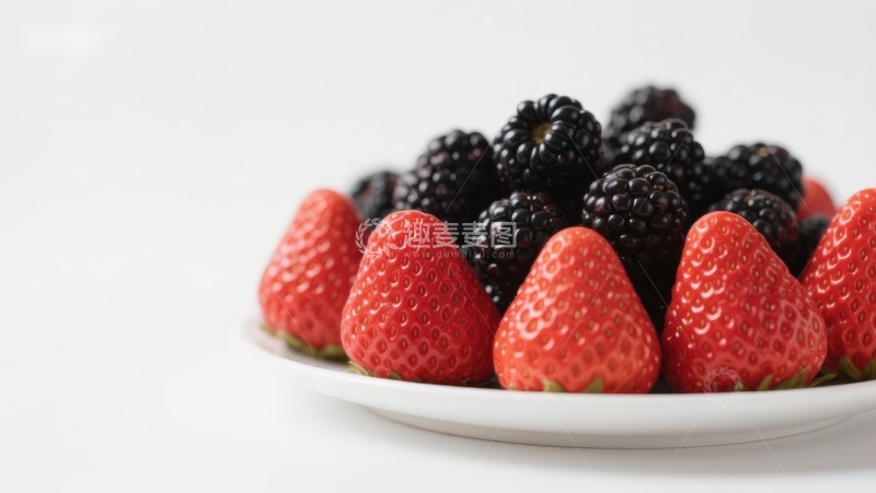 高清大图下载【趣麦麦图】新鲜草莓与黑莓的诱人组合