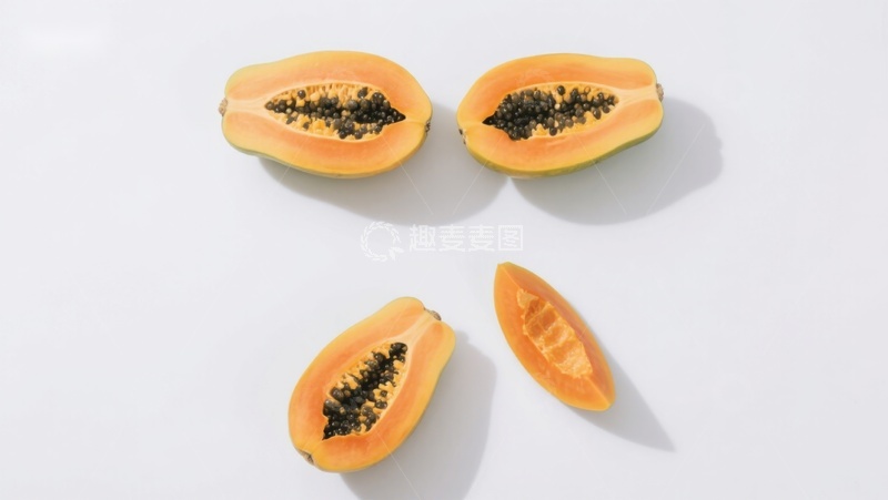 高清大图下载【趣麦麦图】新鲜木瓜切半展示