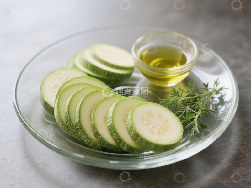 高清大图下载【趣麦麦图】切片黄瓜与橄榄油及香草