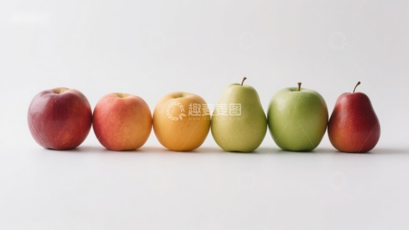 高清大图下载【趣麦麦图】色彩渐变的苹果与梨排列