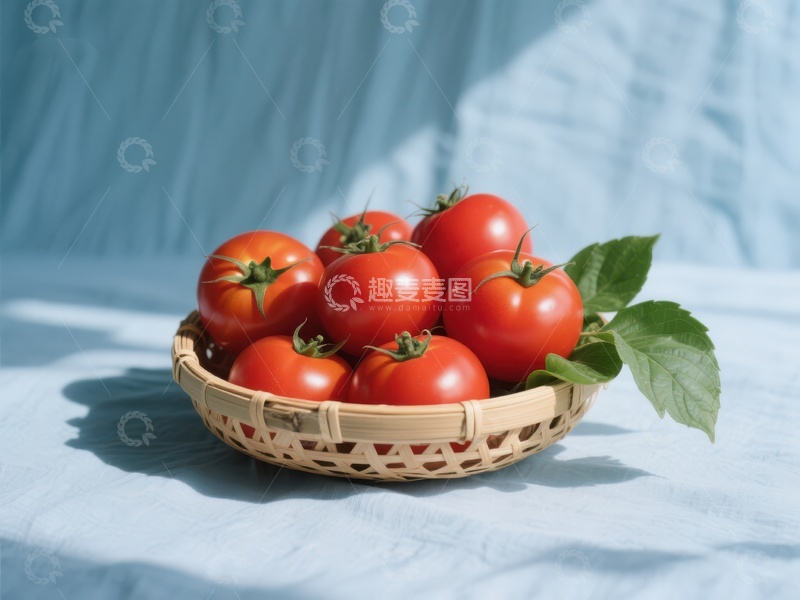 高清大图下载【趣麦麦图】篮子里的鲜红番茄