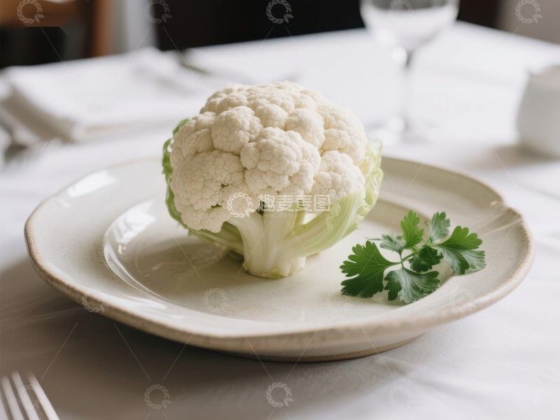 高清大图下载【趣麦麦图】盘中的新鲜花椰菜