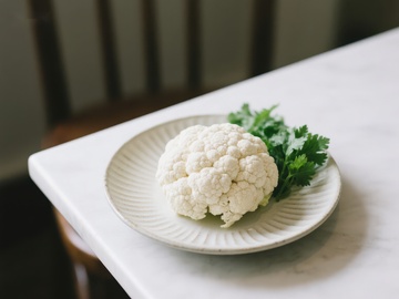 盘中的花椰菜与香菜
