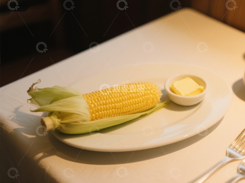 高清大图下载【趣麦麦图】盘中的玉米配黄油