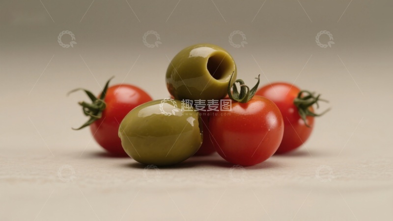 高清大图下载【趣麦麦图】橄榄与樱桃番茄的静物组合
