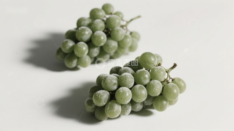 高清大图下载【趣麦麦图】两串青绿色葡萄的特写