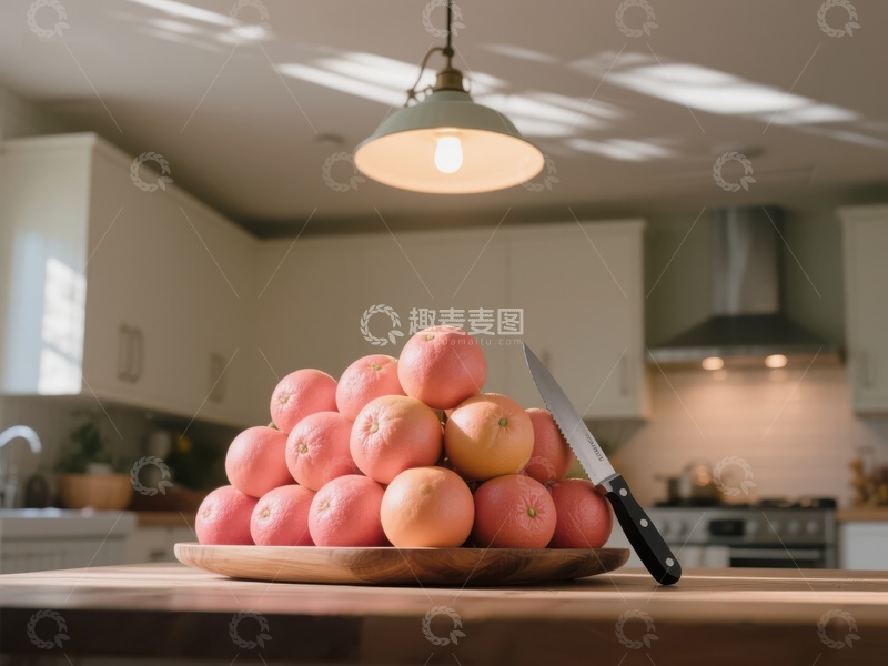 高清大图下载【趣麦麦图】厨房台面上的橙子堆