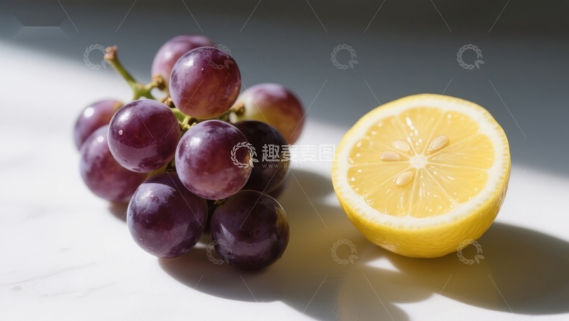 高清大图下载【趣麦麦图】葡萄与柠檬的清新组合