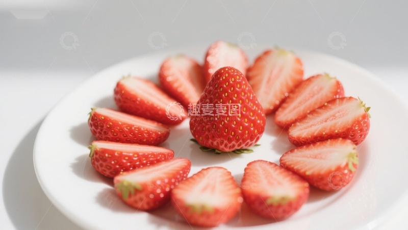 高清大图下载【趣麦麦图】新鲜草莓切片摆盘