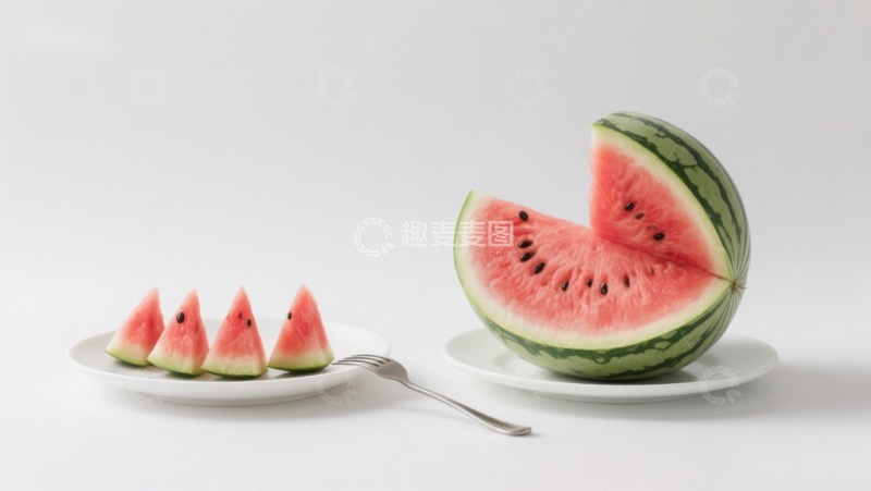 高清大图下载【趣麦麦图】切片西瓜与整瓜的清新展示