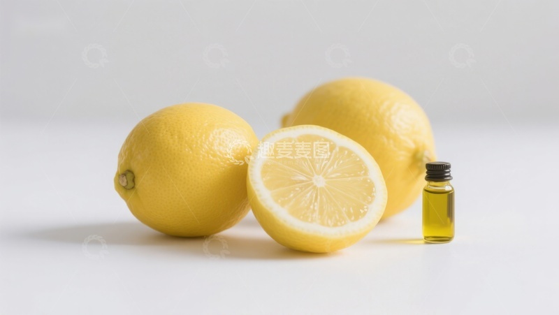 高清大图下载【趣麦麦图】柠檬与精油瓶的静物组合