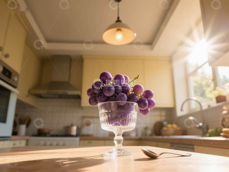 高清大图下载【趣麦麦图】阳光下的厨房与葡萄