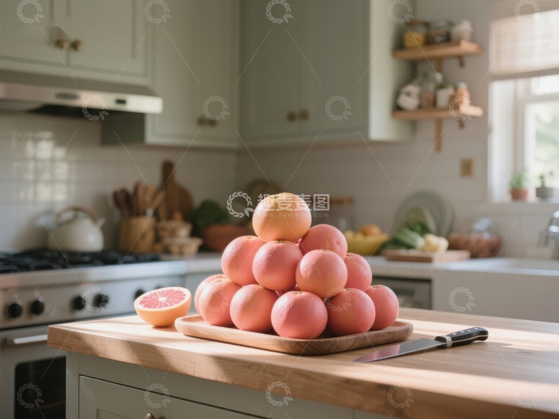 高清大图下载【趣麦麦图】厨房台面上的桃子堆
