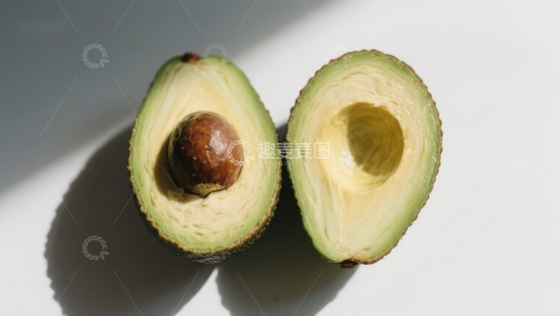 高清大图下载【趣麦麦图】切开的牛油果展示果肉与果核