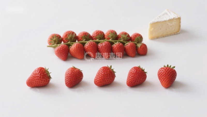 高清大图下载【趣麦麦图】新鲜草莓与奶酪的简约组合
