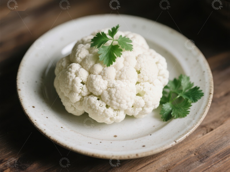 高清大图下载【趣麦麦图】新鲜花椰菜配香菜装饰