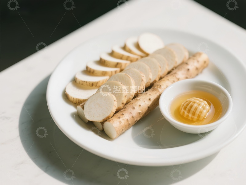 高清大图下载【趣麦麦图】新鲜山药切片配蜂蜜