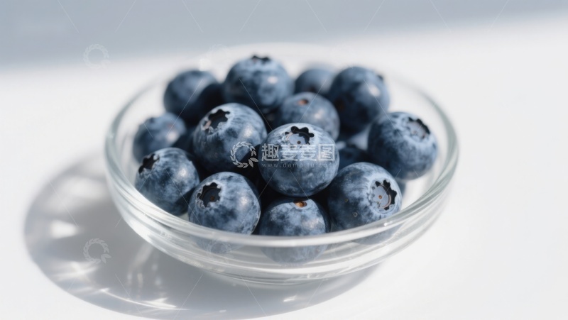 高清大图下载【趣麦麦图】透明碗中的新鲜蓝莓